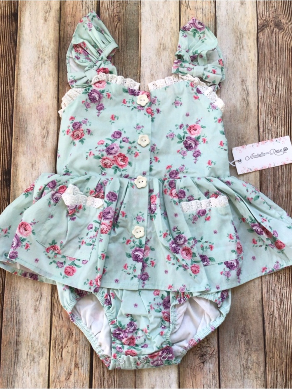 NWT Arabella and Rose Sweet Clover Floral Bubble Romper